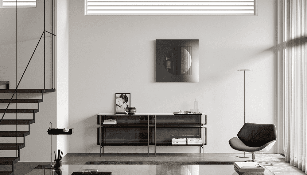 hodiny Qlocktwo Moon v interieru